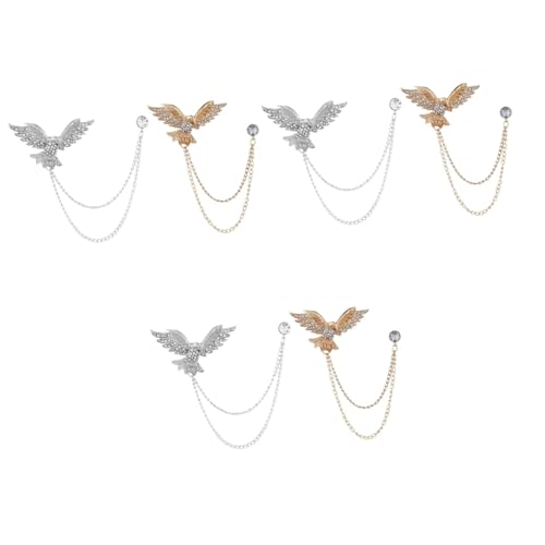 minkissy 3 Sätze Rhinestone Anstecknadel Pack Goldene Silberne Brosche Mit Kette Für Anzug Hemd Kostümparty Formelle Anlässe Einfach Zu Befestigen Stoffschäden 2 Stücke * 3 von minkissy