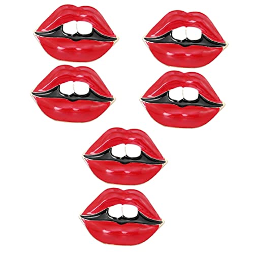 minkissy 3 Sätze Rote Lippen Brosche Legierung Emaille Anstecknadel Für Und Accessoires Für Pullover Und Schals 2 Stück * 3 von minkissy