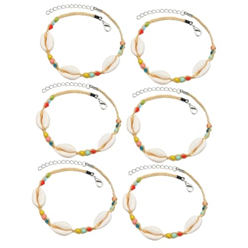 minkissy 3 Sätze Teiliges Boho Fußkettchen Mit Bunten Reisperlen Muscheln Knöchelketten Für Frauen Ergänzung Für Outfit Für Freunde Familie 2 Stück * 3 von minkissy