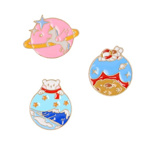 minkissy 3 Sätze Teiliges Cartoon Katze Einhorn Planet Broschen Kreative Anstecknadeln Für Kleidung Taschen Und Accessoires Leicht Und Für Jede Gelegenheit 3 Stück * 3 von minkissy