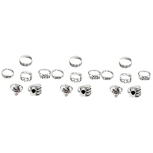 minkissy 3 Sätze Teiliges Gothic Finger Ringe Für Damen Vintage Stapelbare Ringe Für Teenager Und Frauen Für Halloween Und Besondere Anlässe Accessoires Für Jede Party 6 Stücke * 3 von minkissy