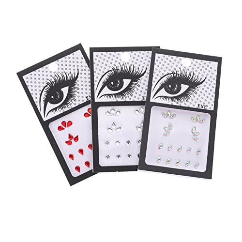 minkissy 3 Sätze Augen-make-up-aufkleber Augenschmuck Für Dekorative Augen-edelstein-aufkleber Gesichtssteine ​​kleben Party-eye-juwelen Klebefläche Fräulein Applikationen Blitz Harz von minkissy