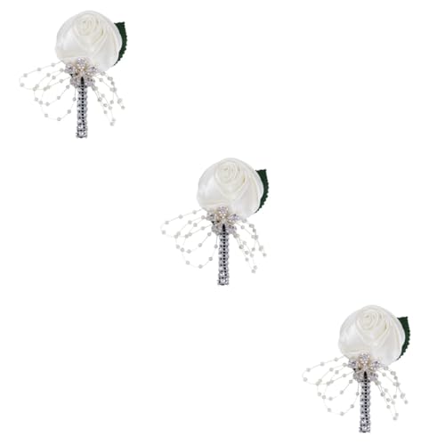 minkissy 3 Stck. Hochzeit Corsage Damen Ansteckblume für Braut Brautjungfern Blumenmädchen Hochzeitsdeko für Besondere Anlässe Festlichkeiten Bälle von minkissy