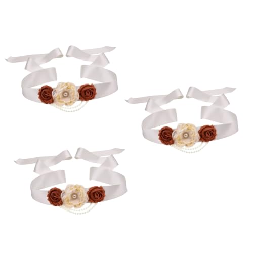 minkissy 3 Stck. Hochzeitsgürtel Perlen mit Blüten und Chiffon Dekoration Eleganter Taillengürtel für Braut Brautjungfern und Besondere Anlässe von minkissy