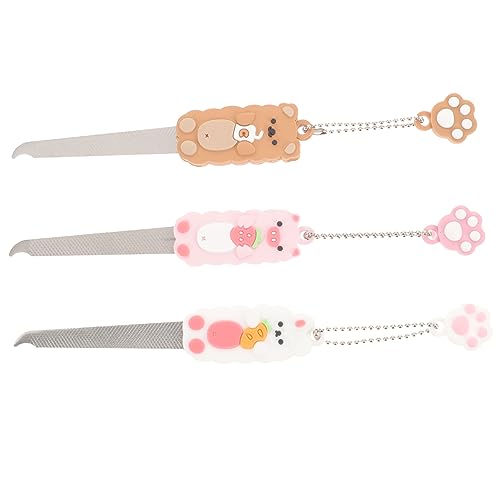minkissy 3 Stk Cartoon 3d Puppe Nagelfeile Schlüsselanhänger Tasche Kleiner Anhänger Nagelfeile Süßes Mädchen Herz Nagelfeile Werkzeug Karikatur Rostfreier Stahl Schmücken Reisen von minkissy