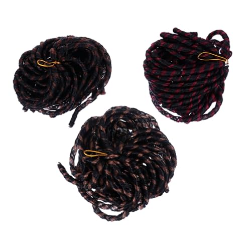 minkissy 3 Stk Perücke Schmutzige Zöpfe Schwarze Perücken Interessante Perücken-pferdeschwänze Dreadlock-perücken Maskerade-dreadlocks Wyatt Pirat Haushalts Garn (polyester Faser) Fräulein von minkissy