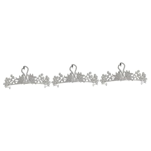 minkissy 3 Stk Schwanenkrone Baby Stirnbänder Haargummis für Kinder Haarschmuck für Kinder barockes Haarband Strass Geburtstag Stirnband Strass-Prinzessin zartes Haar süße Kopfbedeckung von minkissy