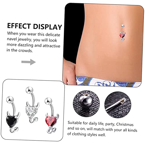 minkissy 3 Stück Bauchnabelpiercing Herz Zirkonia Bauchnabel Schmuck Weißgold Farben Damen Bauchpiercing Modisch Elegant Komfortabel von minkissy