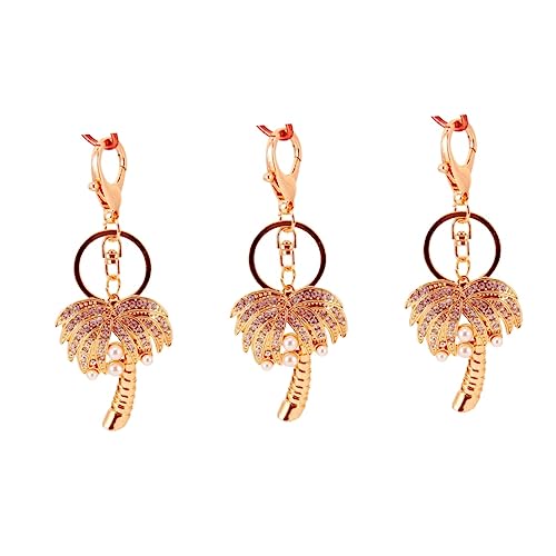minkissy 3 Stück Coconut Tree Schlüsselanhänger mit Kristallen Eleganter Auto Schlüsselring Taschen Charm für Damen Perfektes zu Besonderen Anlässen Hochwertiges Stilvolle Accessoires für von minkissy