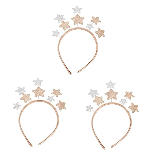 minkissy 3 Stk Hochzeitsfestzug Tiara Goldenes Stern-stirnband Weihnachtsstern-stirnband Mädchenkleidung Neujahr Kopfschmuck Partyzubehör Weihnachtsstern Stirnband Brautmode Damen Kristall von minkissy