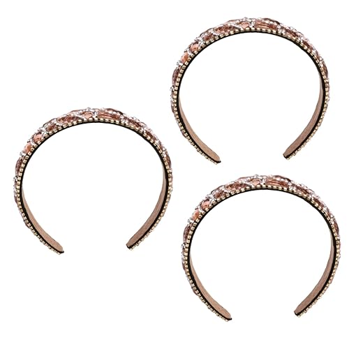 minkissy 3st Stirnband Mit Breiter Krempe Haarbänder Aus Kristallperlen Breiter Haarschmuck Dehnbare Stirnbänder Für Frauen Vintage Breit Nicht Harte Stirnbänder Schal Fräulein Strasssteine von minkissy