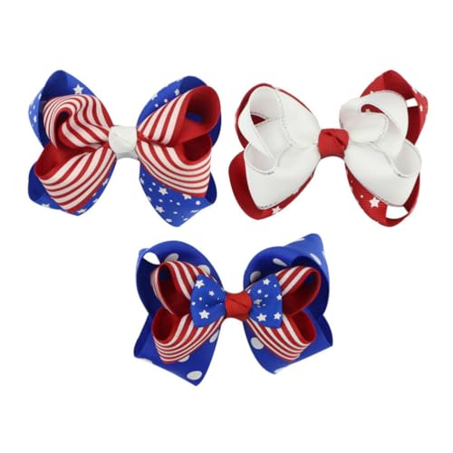 minkissy 3 Stück Haarspangen Für Kinder Zum Unabhängigkeitstag Haarschleifen Mit Amerikanischer Flagge Haarnadel Für Patriotische Feierlichkeiten Zum Nationalen Gedenktag Des 4. Juli von minkissy