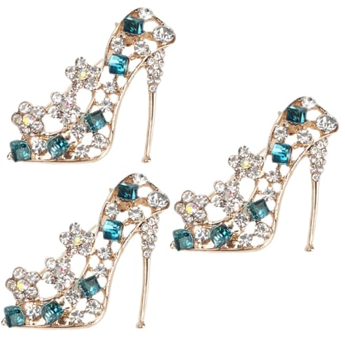 minkissy 3 Stück Hochhackige Bling Brosche für Damen Anstecknadel Funkelnde Schuhbrosche für Kleidung Schals Abendkleider Vielseitiges Accessoire für Besondere Anlässe von minkissy