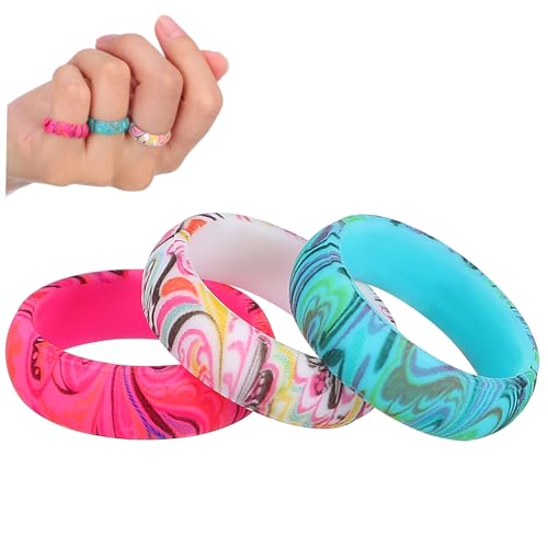 minkissy 3 Stück Hochwertige Silikon Eheringe Farben Unisex für Hochzeiten Sportaktivitäten Hautfreundlich für Frauen Männer Stylisches Design Langlebig von minkissy