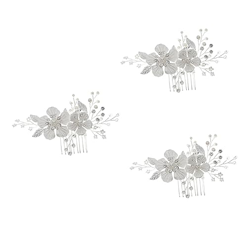 minkissy 3 Stück Hochzeit Haarkamm Clip Braut Haarkamm Haarkämme für Frauen Zubehör Abschlussball Haarschmuck Haarschmuck für Braut Brautjungfer Kupferdraht Die Blumen Haar up von minkissy