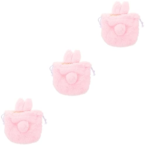 minkissy 3st Kosmetik-aufbewahrung Tasche Plüsch-Kaninchen-münztasche Plüschtasche Kawaii Schminktasche Make-up-reisekoffer Kosmetiktasche Ästhetik Aufbewahrungstasche Niedlich Mädchen von minkissy