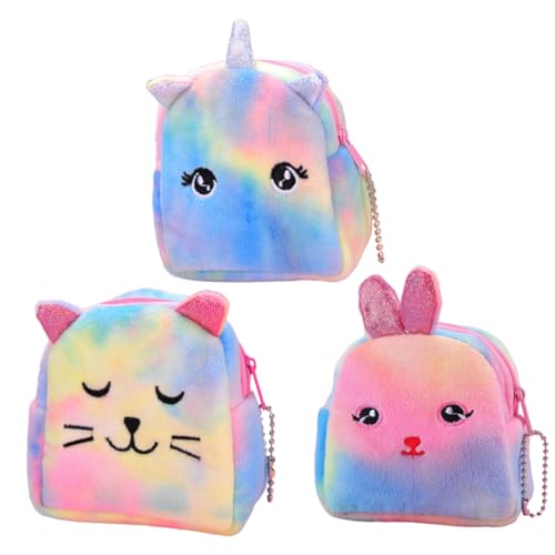 minkissy 3stücke Junge Mädchen Münzgeldbörse Mit Reißverschluss Dekoratives Plüsch Geldbörse Für Mädchen Leicht Und Praktisch Zu Tragen Als Aufbewahrungstasche Für Kleine von minkissy