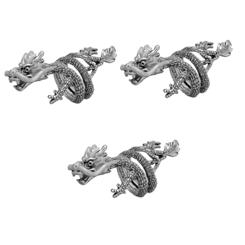 minkissy 3 Stück Luminous Drachenring für Herren Silberner Punk Ring Leuchtender Schmuck für Halloween Partys und zu Weihnachten und Geburtstagen von minkissy