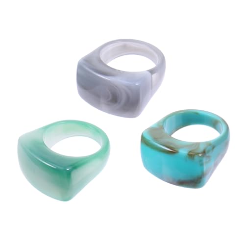 minkissy 3 Stück Marmor -Acrylring für Mädchen Schmuck Frauen klingen Mädchen klingeln Ringe für Frauen Ringe Jahrgang marmor ringe Statement-Ringe Ringfrauen Colorful von minkissy