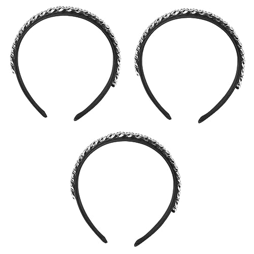 3 Stk Stirnband Mit Metallkette Breite Haarkette Frauen Kopfschmuck Haarband Kettenstirnbänder Gepolstertes Kristall-stirnband Golddekor Schal Braut Hochwertiger Stoff Strasssteine von minkissy