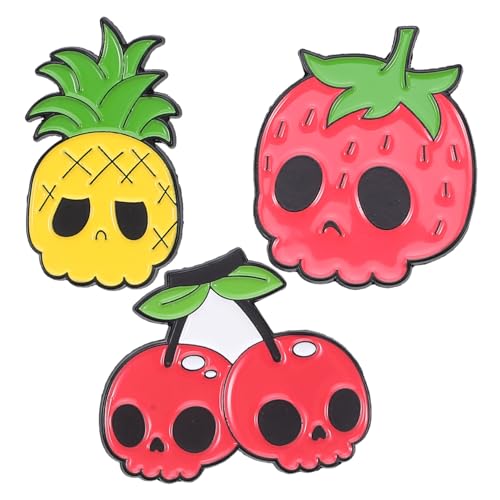 minkissy 3 Stück Obstschädelbrosche Erdbeerstifte Lebensmittel-Pin Broschen und Anstecknadeln für Damen Anstecknadel für Rucksäcke Mode-Früchte-Brosche Fruchtstifte Taschenstifte Legierung von minkissy