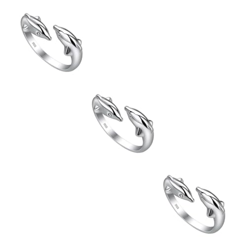 minkissy 3 Stück Offener Ring Silber mit Doppeltem Design Modischer Fingerschmuck für Damen für Besondere Anlässe Festliche Ereignisse Einzigartiges Stilvolles Accessoire von minkissy