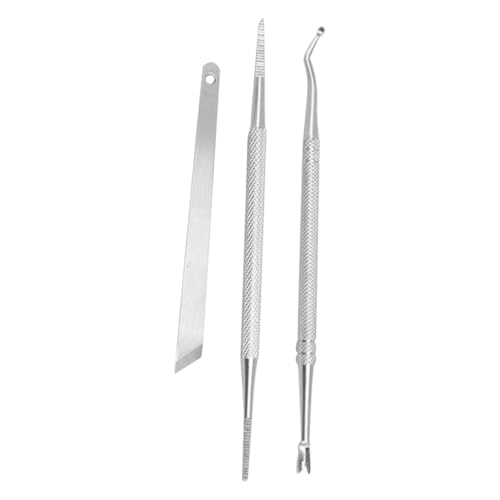 minkissy 3 Stück Pediküre-Messer-Set Fingernagel Zehennagel Fingernägel Reinigung werkzeug Nagelhautschäler Schaber Nagelhautentferner Löffel Nagelreiniger-Set Silber von minkissy