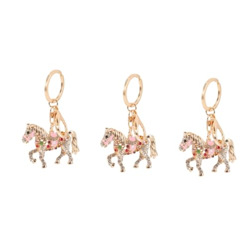 minkissy 3 Stück Pferde Schlüsselanhänger mit Strasssteinen Metall Pferde Schlüsselring Dekorativer Anhänger für Taschen Geldbörsen Autoschlüssel Perfektes für Pferdeliebhaber Pink von minkissy