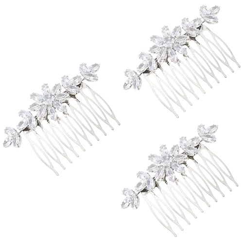 minkissy 3st Kamm Haarkamm Mit Strass Haarspangen Für Damen Haarschmuck Für Frauen Hochzeit Kämme Für Frauen Accessoires Für Damen Einfach Strass Steine Brautjungfer Bar Mizwa von minkissy