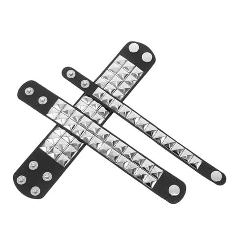 minkissy 3 Stück Punk Armband Teiliges PU Verstellbare Nietenarmbänder für Damen und Herren Stylisches Accessoire für Partys und Trendige Anlässe von minkissy