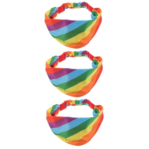 minkissy 3 Stück Sport Stirnband Elastisch Sportlich Rot Trainieren Schweiß Dochtwirkung Sportstirnband Regenbogen Haarbänder Workout-stirnband Fitness-stirnband Stoff von minkissy