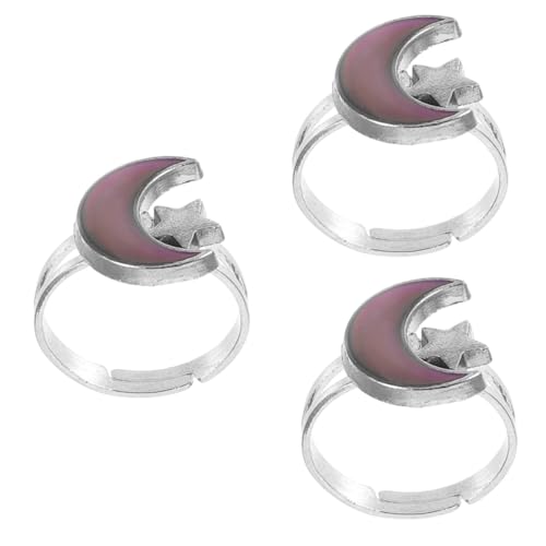 minkissy 3 Stück Star Farbwechselring für Frauen Verstellbarer Stimmungsring mit Temperaturerkennung Stylisches für Teenager Elegant von minkissy