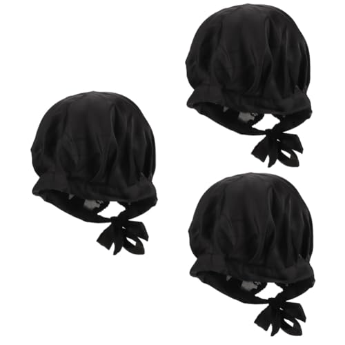 minkissy Haarduschhaube 3St Nachthaube Streamer Duschhaube Satin-Bandanas für Damen Herren-Bandanas Seidenhaube Kappen Schlafmützen für zu Hause Schlaf Seidenhut für Frauen Elastizität von minkissy