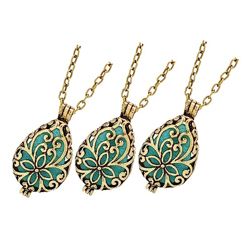 minkissy 3 Stück Teiliges Aromatherapie Halsketten Retro Legierungs Schmuck Ätherische Öl Diffuser Anhänger Mini Duftkette für Damen Eleganter Pullover Schmuck Vielseitig Tragbar von minkissy