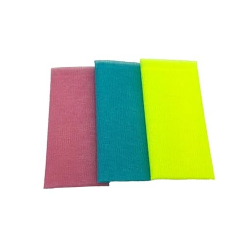 minkissy 3 Stück Teiliges Badehandtuch Rückenmassage funktion Körperwasch schrubber Sanftes Peeling Porentiefe Reinigung Hautfreundlich Langlebig für Dusche und Zuhause Zufällige Farbe von minkissy