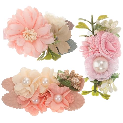 minkissy 3 Stück Teiliges Blumige Haarklammern für Mädchen mit Künstlichen Blumen und Perlen Farbenfrohe Haarschmuck Accessoires für Kleinkinder für Geburtstage Hochzeiten und Festliche von minkissy