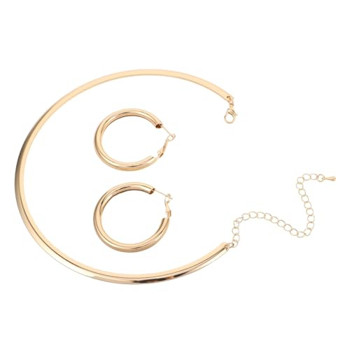 minkissy 3stücke Rundes Halskette-set Mit Großen Creolen Und Baumelnden Ohrringen Für Damen Bohemian Schmuck-set Mit Minimalistischer Kette Für Formelle Anlässe Und Outfits von minkissy