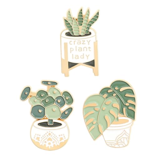 minkissy 3 Stück Teiliges Cartoon Sukkulenten Broschen Anstecknadeln für Damen und Herren Kreative Pflanzen Designs für Hochzeiten Partys und Alltagsmode von minkissy