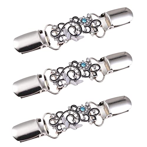 minkissy 3 Stück Teiliges Damen Kleidung Clips Broschen Legierung mit Schmucksteinen für Pullover Schals und Cardigans Stilvolle Mode Accessoires für Frauen von minkissy