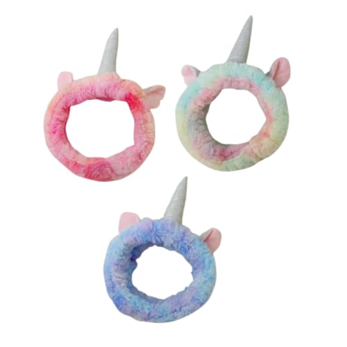 minkissy 3 Stück Teiliges Einhorn Stirnband Weiche Korallenfleece Haarbänder für Damen und Mädchen Vielseitig zum Schminken Waschen Spa und Schlafen Modisches Make Up Haaraccessoire in von minkissy