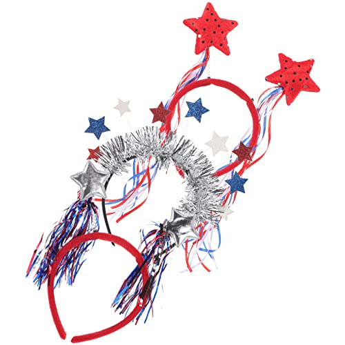 minkissy 3 Stück Teiliges Independence Day Stirnband Patriotische Party Haarreifen mit Fünfzackigen Sternen Langlebig und Leicht für Feierlichkeiten Kostümzubehör und Themenpartys von minkissy