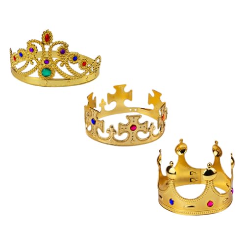 minkissy 3 Stück Teiliges Krone Haarreifen für Mädchen Goldene Party Krone Geburtstagskrone Diadem für Kostümpartys Rollenspiele und Festlichkeiten von minkissy