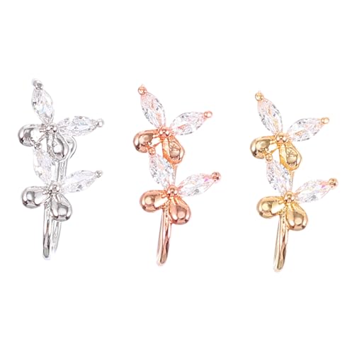 minkissy 3 Stück Teiliges Nasenclip Piercing Doppelschichtige Schmetterlings Nasenringe aus in Gold und Roségold Modischer Schmuck für Damen und Elegant von minkissy