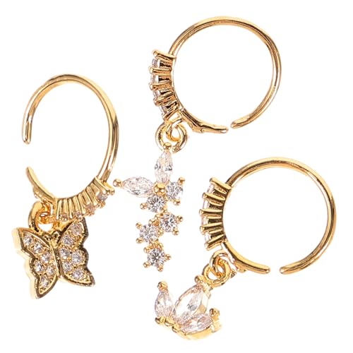 minkissy 3 Stück Teiliges Nasenpiercing aus Edelstahl mit Schmetterlingsdesign und Funkelnden Kristallen Hautfreundliche Kleine Nasenringe für Damen für Party Bühne und Alltag von minkissy