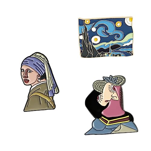 minkissy 3stücke Gemälde Brosche Pin Ölgemälde Corsage Für Kleidung Taschen Stilvolle Broschennadel Anstecker Modisches Accessoire Für Kragen Schal von minkissy