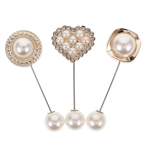 minkissy 3 Stück Vintage Brosche mit Kunstperlen und Strass Anstecknadel für Schals und Kragen für Formelle Anlässe und Partys für Frauen und Männer von minkissy