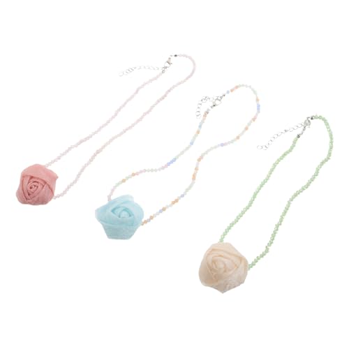 minkissy 3 Stück Vintage Flower Choker Halskette Teiliges mit Faderesistenten Perlen Boho für Frauen Sommer Strandpartys Modischer Charmschmuck von minkissy