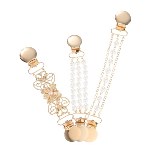 minkissy 3stücke Schal-cardigan-clips Mit Rückengurt Pullover-schal-clips Aus Kunstperlen Und Strickjacken-broschen Hemd-krawatten-accessoires Für Damen-outfits von minkissy