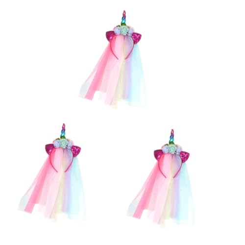 3 Stk Einhorn-stirnband Mit Tüll Unicorn Birthday Decoration Glitzernder Ohrschmuck Einhorn Stirnband Für Mädchen Einhorn Kostüm Erwachsene Einhorn Haarreif Kinder Fein Ohrring von minkissy