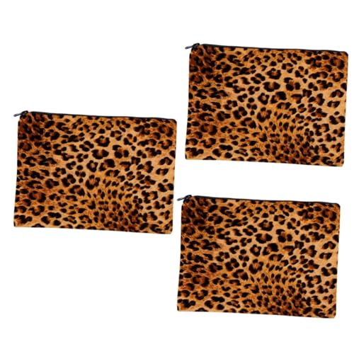 minkissy 3-Teilige Damentasche Vielseitig Einsetzbar Multifunktional Kosmetik-Make-Up-Organizer Leoparden-Etui Damen-Handtasche Mädchen-Aufbewahrung Modisch Tragbar von minkissy